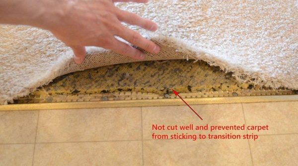 How do you fix a fraying carpet at the threshold?