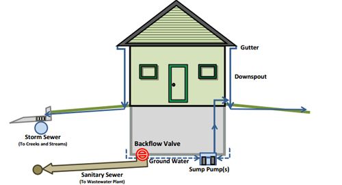 What is the backflow valve in the basement floor