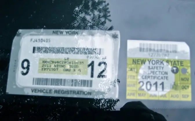 How do I install a registration sticker in NY