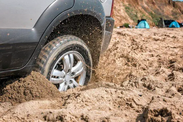 How do you get a stuck tire off a car