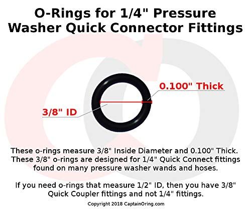 What size o-rings do pressure washers use