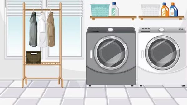 How high should a rod be in a laundry room?