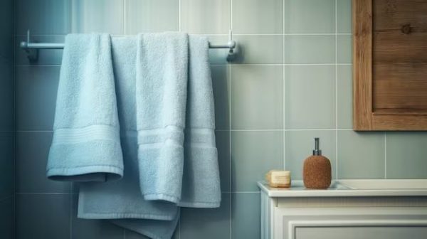 How do you hang a towel in a small bathroom?