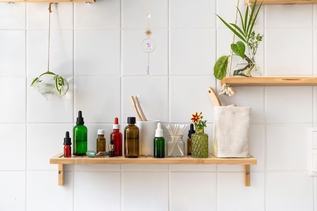 How do you organize deep shelves in a bathroom