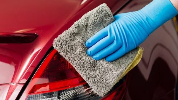 How do you clean exterior crevices on a car?