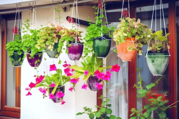 How do you hang flower pots outside