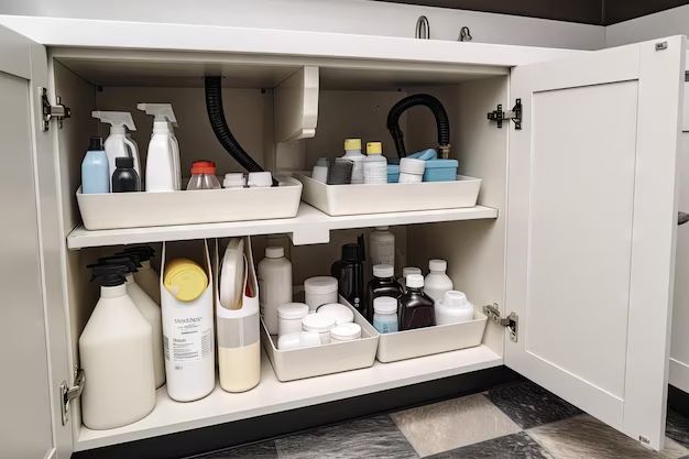 How do I organize my bathroom cleaners