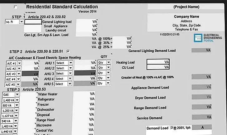 How do you calculate residential electrical load