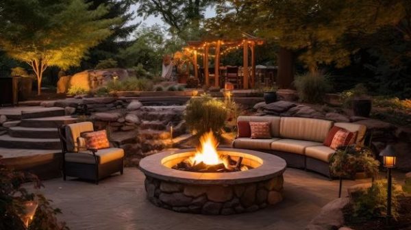 What do you put around an outdoor fire pit?