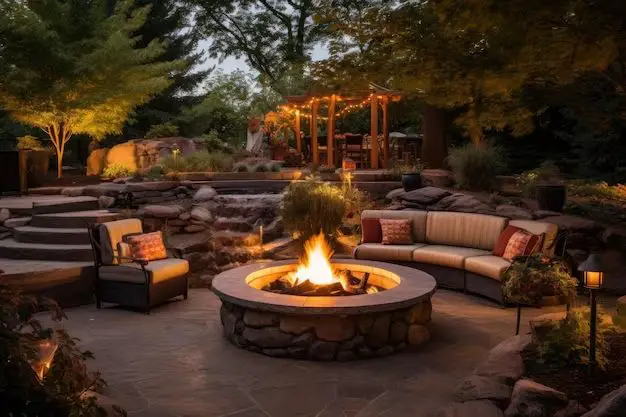 What do you put around an outdoor fire pit