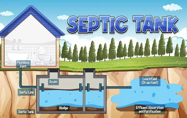 What are the two pipes into a septic tank