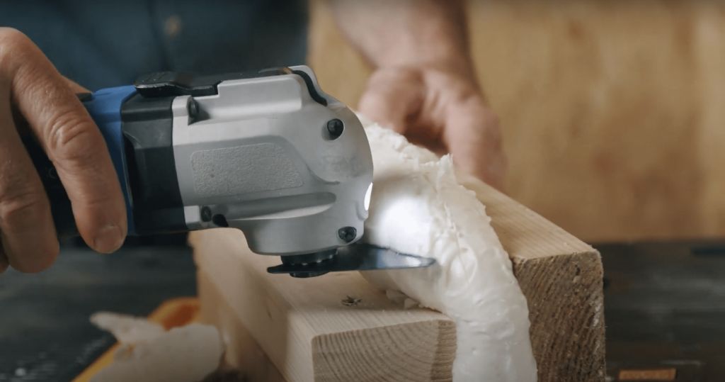 What tool is best for trimming expanding foam