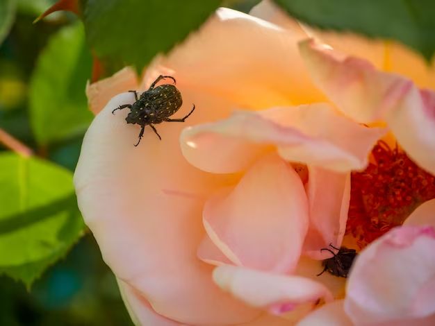 What is the black beetle eating my roses