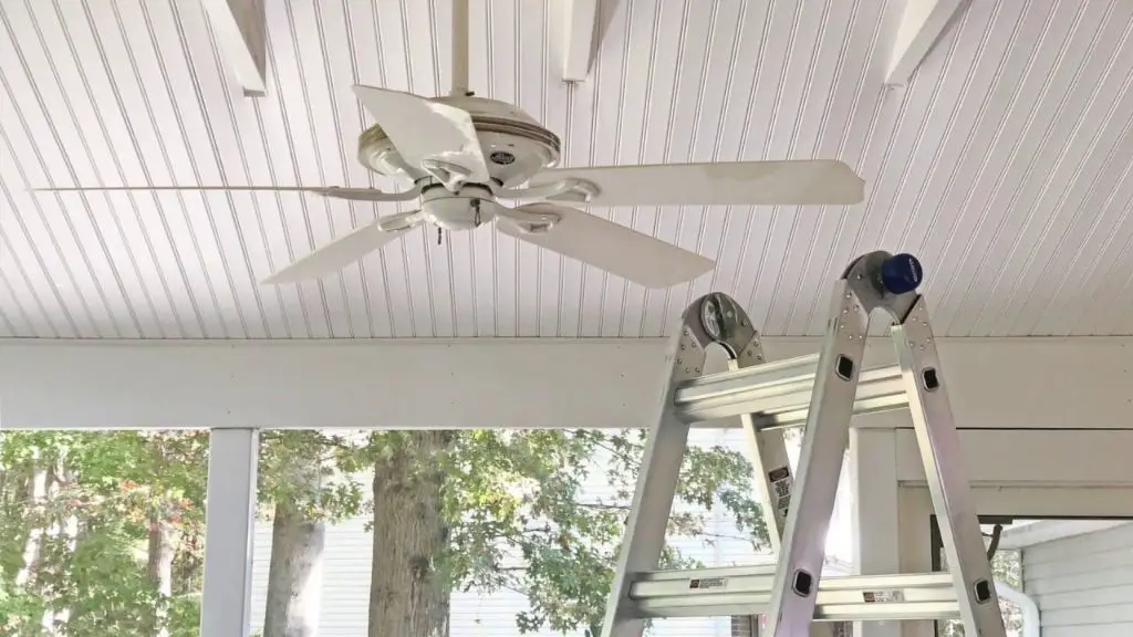 How do you clean a high ceiling fan without a ladder