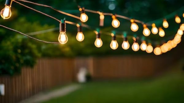 How do you attach outdoor lights to a fence?