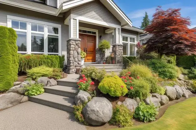 How do you landscape a front yard with stone