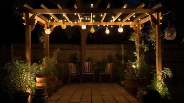 How do you hang fairy lights in a gazebo?