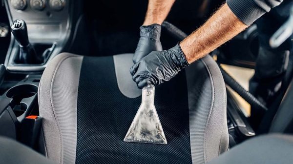 How do you clean cloth car seats without leaving water stains?